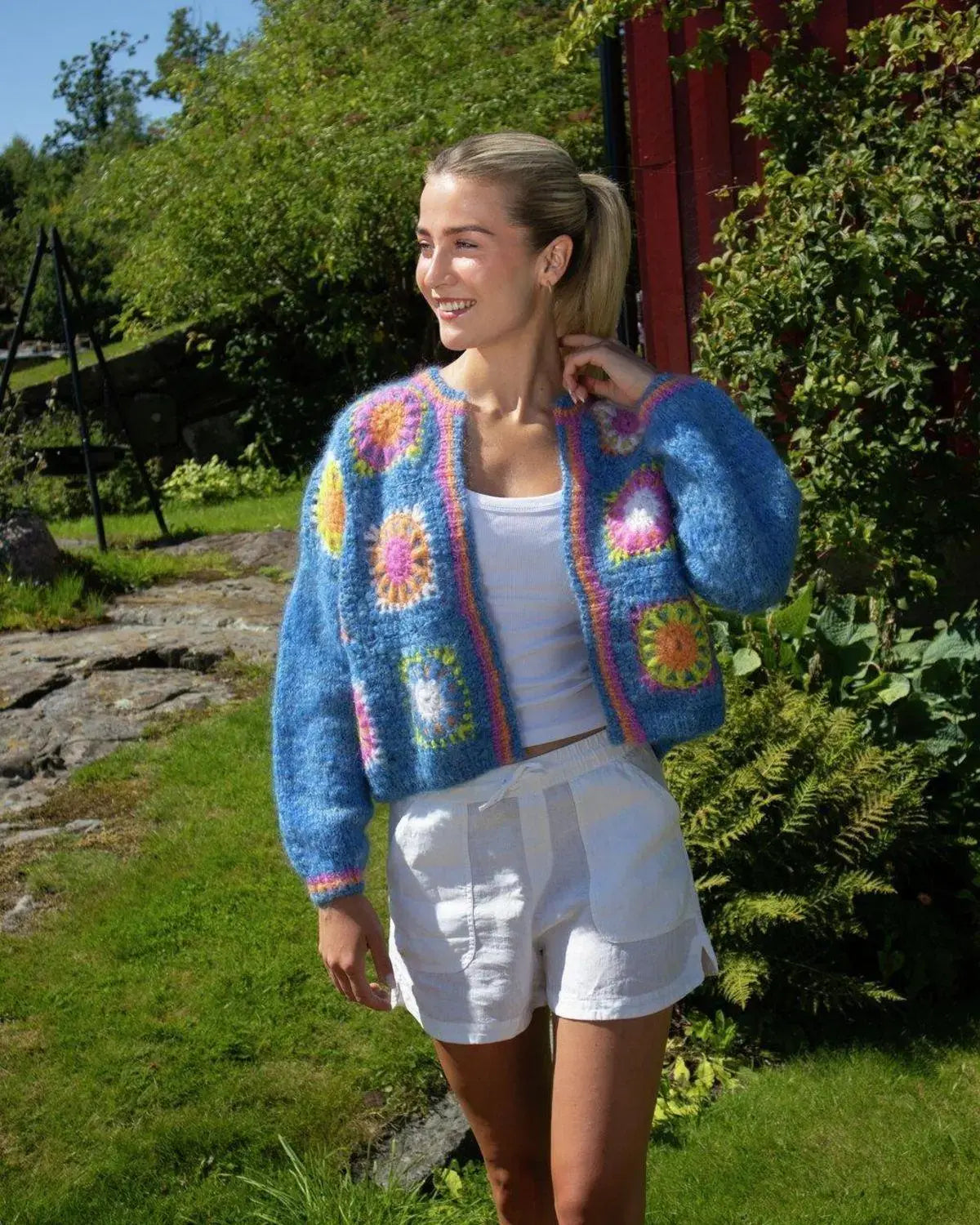 Moselle Cardigan, Blå Mix