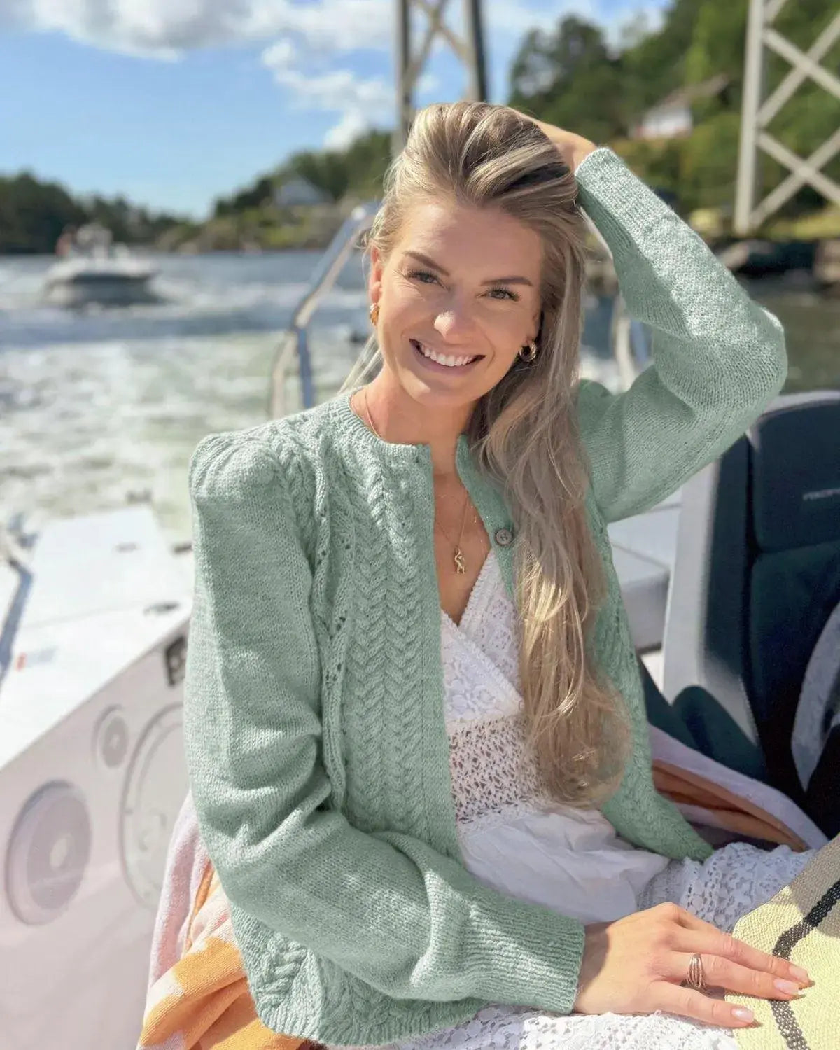Tresser Cardigan, Lys Blå
