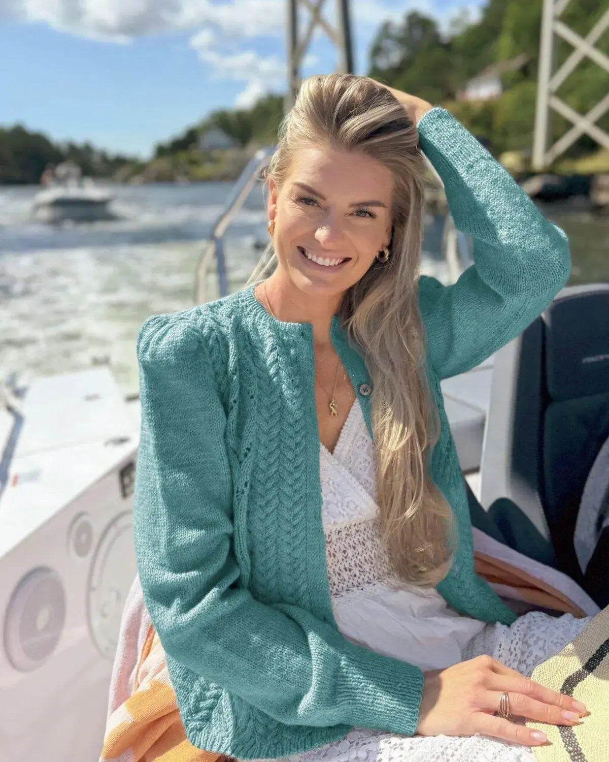 Tresser Cardigan, Mørk Sjøgrønn
