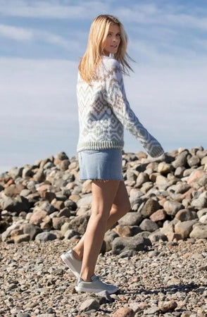 Bluebell Genser, Hvit, Jadegrønn og Greige