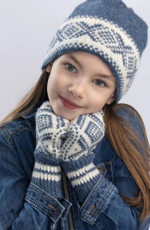 Cortina Kids Lue og Votter, Denim