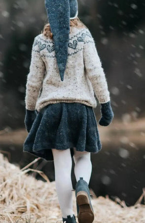 Hjertegenser Barn, Grå Alpakka Tweed Classic