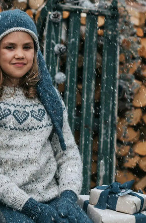 Hjertegenser Barn, Grå Alpakka Tweed Classic