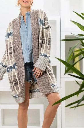 Medaljong Langjakke, Beige og Blå