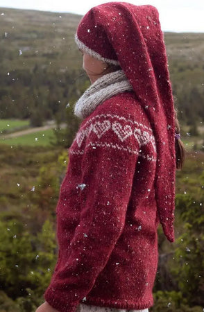 Nissete Langlue Barn, Dyp Rød. Alpakka Tweed Classic