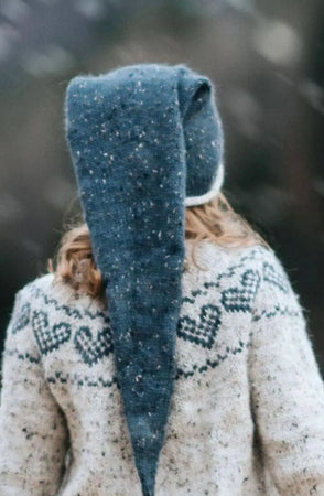 Nissete Langlue Barn, Mørk Gråblå Alpakka Tweed Classic