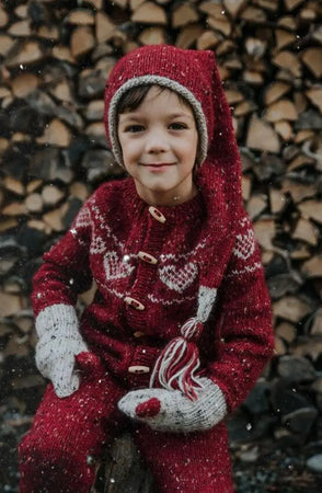 Romjulsdress med Hjerter, Dyp Rød