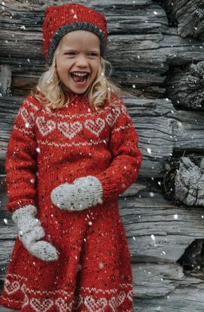 Snurrekjole med Hjerter til Barn, Rød