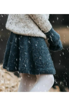 Snurreskjørt Barn, Mørk Gråblå Alpakka Tweed Classic