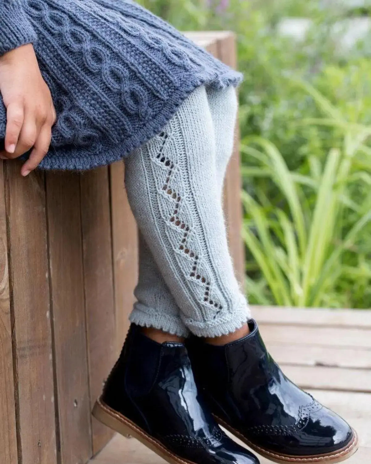 Birthe Kjole og Tights, Gråblå